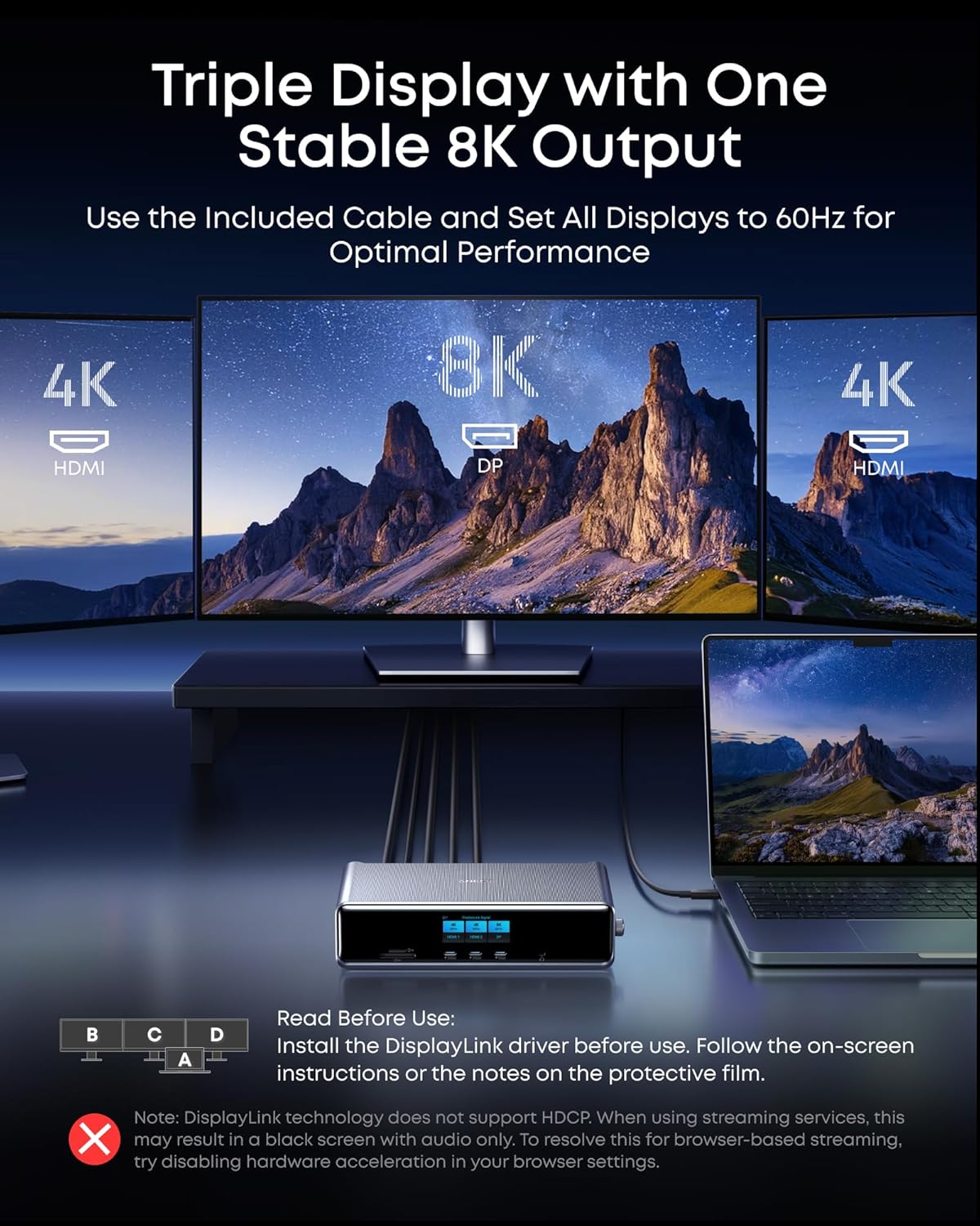 Anker Prime Docking Station (DL7400), 14-Port Triple Display with DisplayLink, 140W Max, Smart Display, Triple 4K 60Hz, Cooling Fan, for macOS and Windows (The Latest DisplayLink Driver Required)
