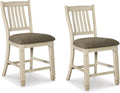 Signature Design by Ashley Bolanburg 24" Counter Height Farmhouse Barstool, 2 Count, Antique White