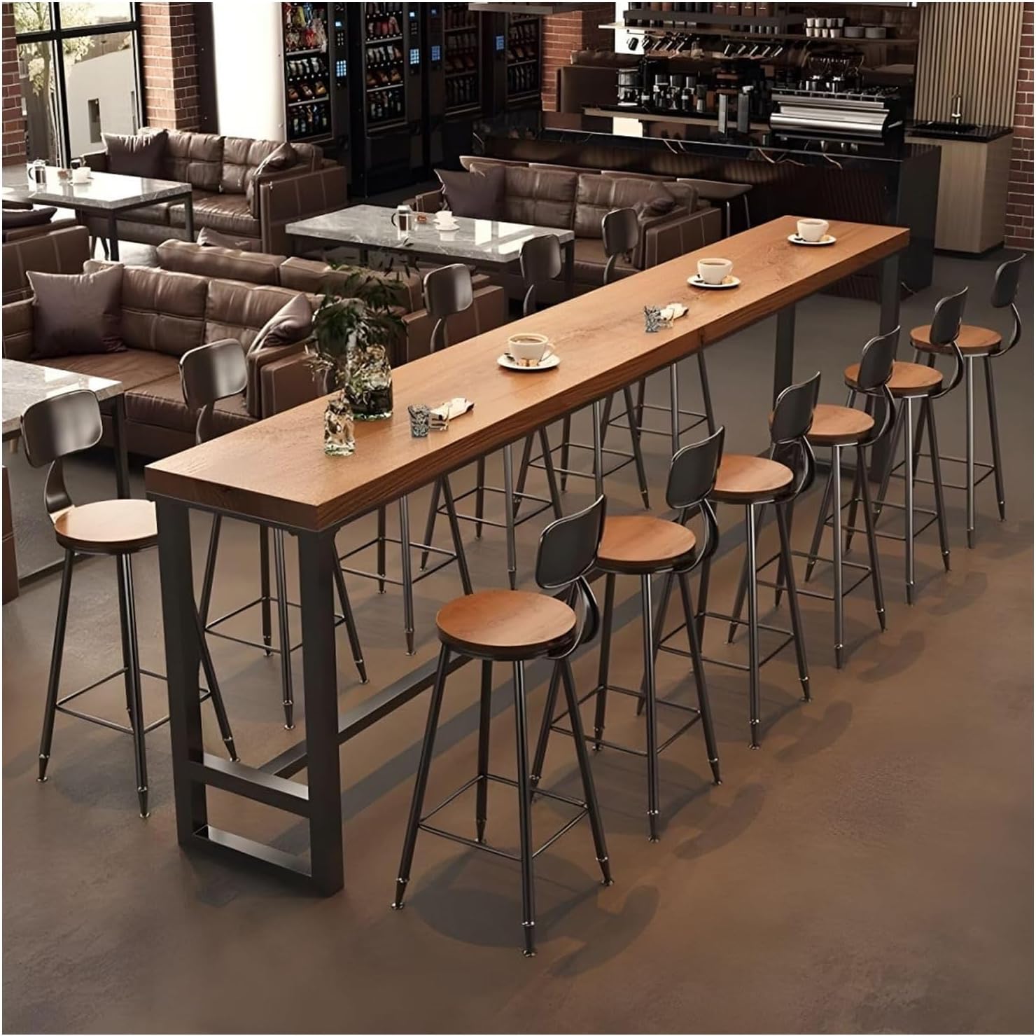 Farmhouse 70.9“ Modern Solid Wood Bar Table - Industrial Dining Room Bar Table, Rectangle Counter Height Dining Table Long Table for Kitchen Coffee Shop,No Stool