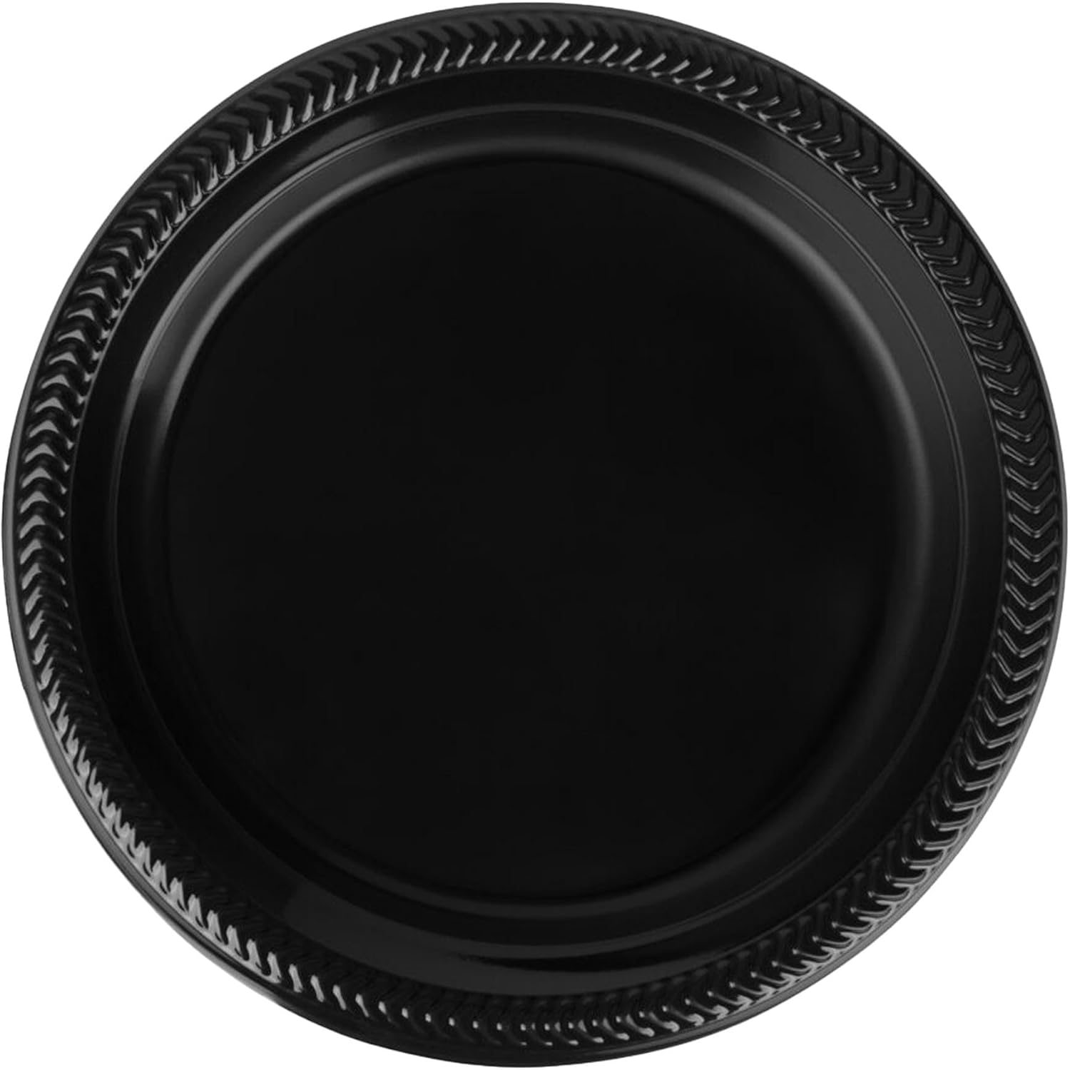 EcoQuality Disposable 9" inch Round Black Plastic Plates - China Like Party Plates, Heavy Duty Large Disposable Dinner Plates, Salad Plate, Weddings, Serveware (800)