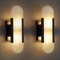 13.8in Alabaster Wall Sconces Set of Two, Natural Marble Wall Lighting .Alabaster Wall Lamp for Bedroom Stairs, Living Room, Vanity, Hallway Bedside(Bulb Included)