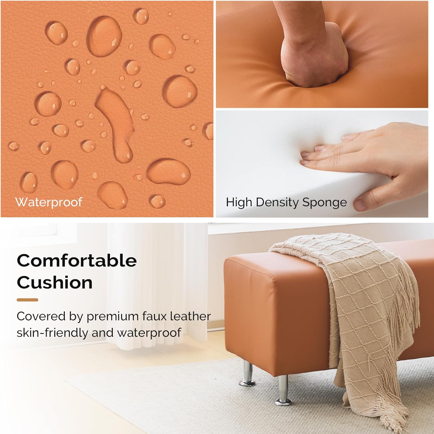 OmySalon Waiting Room Bench Seating Faux Leather, 53.9'' Office Guest Chair Reception Chair, Lobby Furniture for Conference Room Beauty Salon Barbershop Small Space