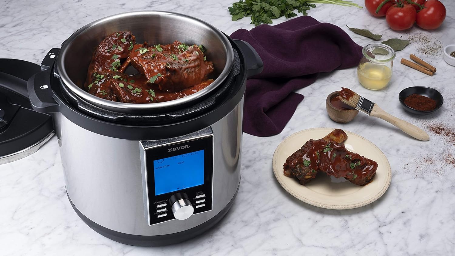 Zavor LUX LCD 6 Quart Programmable Electric Multi-Cooker: Pressure Cooker, Slow Cooker, Rice Cooker, Yogurt Maker, Steamer and more - Stainless Steel (ZSELL02)