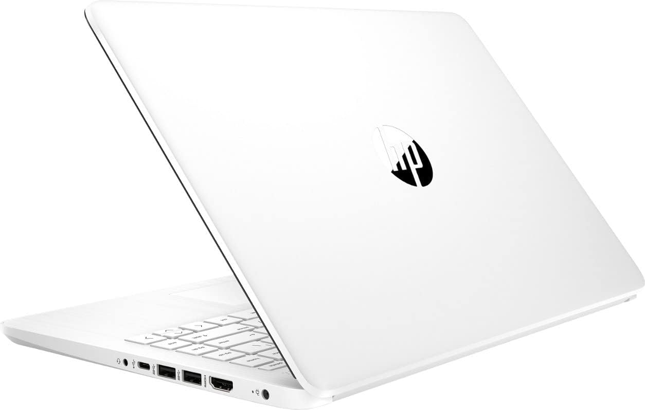 HP 14" Business & Student Laptop with 1-Year Microsoft Office 365, 4-Cores Intel Processor, 320GB Storage (64GB SSD+256GB SD Card), 8GB RAM, Windows 11, PLUSERA Earphones, Snowflake