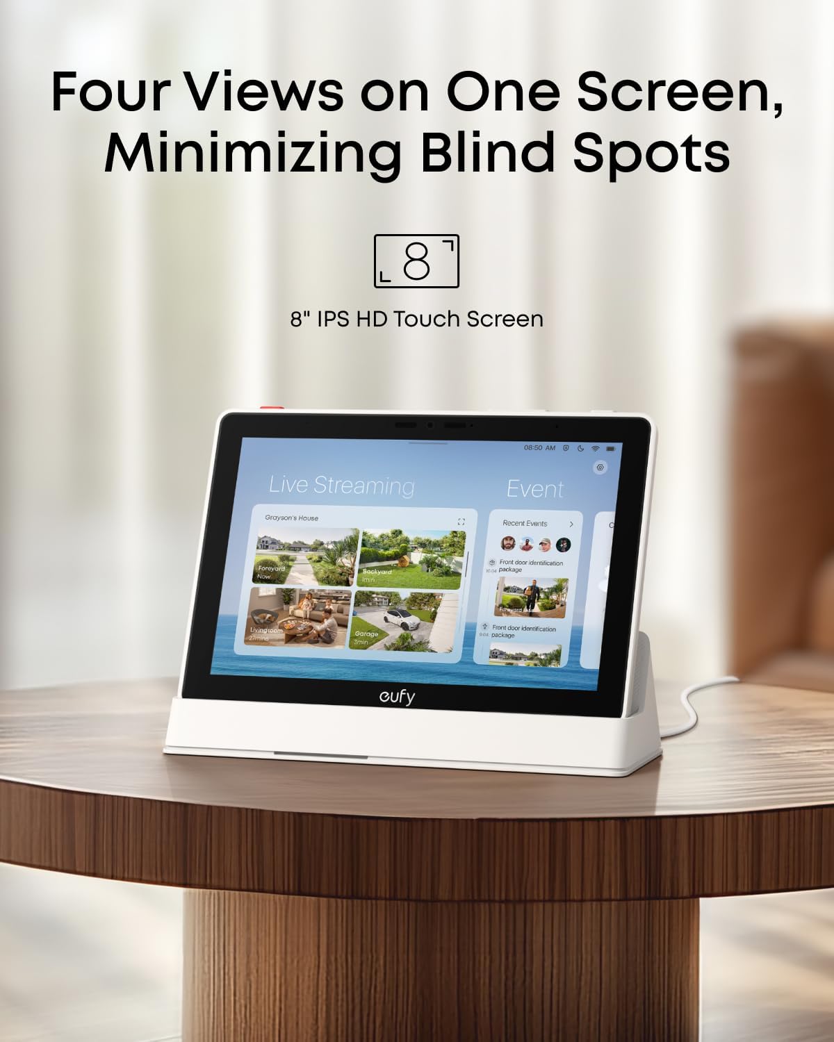 eufy Security eufy Smart Display E10, Smart Home Hub, 8" Control Panel, Compatible Devices, Four Views on One Screen, Instant Door Alerts, Daily Event Reports, One Tap Control