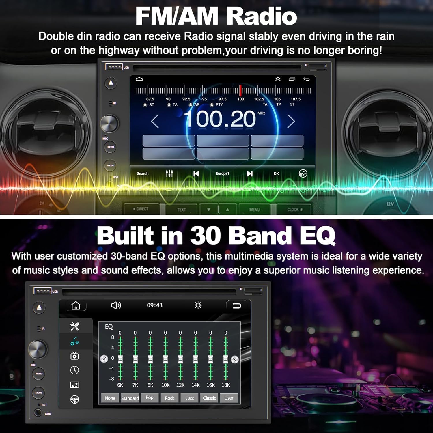 Double Din Car Stereo with Carplay & Android Auto, Adapter-Universe 7 Inch Car Radio with CD/DVD Player Support Back up Camera, Bluetooth & Voice Control, Mirror Link, Subwoofer, SWC, Subwoofer, AM/FM