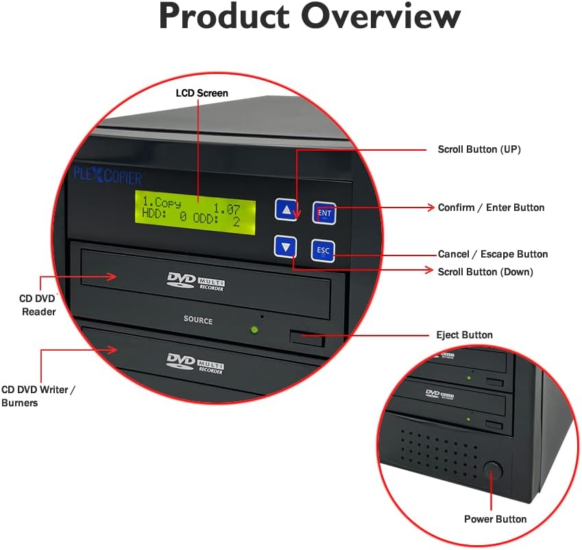 24X 1 to 1 CD DVD M-Disc Supported Duplicator Copier Tower with Free Copy Protection