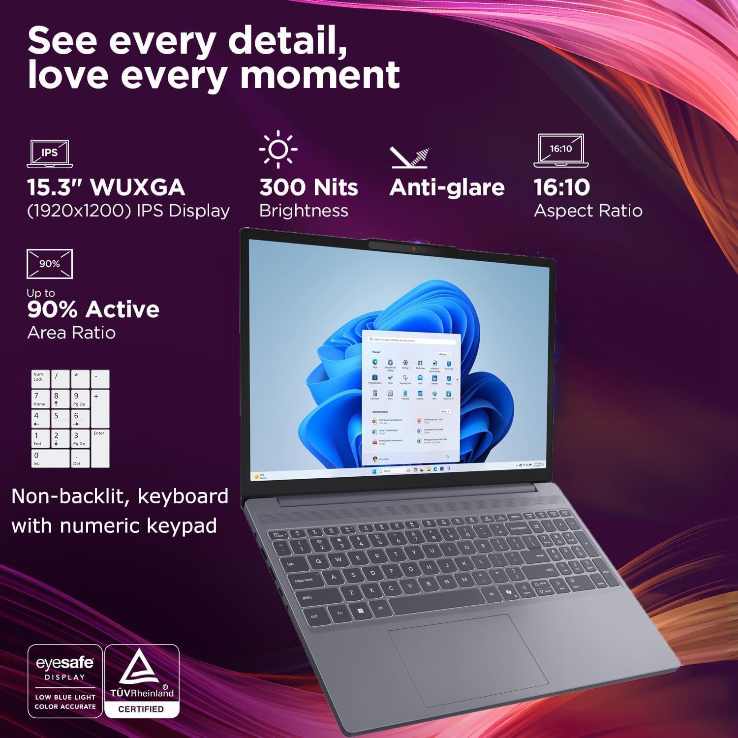 Lenovo 2026 Laptop Computer, 13th Gen Intel i7, 16GB DDR5 RAM, 512GB SSD, 15" WUXGA IPS, 500GB Ext. HDD, Lifetime Office 365, WiFi 6, BT 5.2, Long Battery Life, Windows 11 Home, AI-Ready for Business