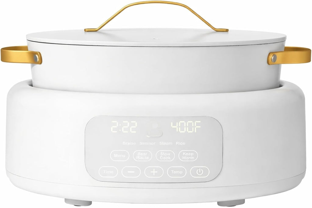 Slow Cook 6 Quart Electric Multi Cooker 10 in 1 with Programmable Touch Display, Slow Cook Sear Steam