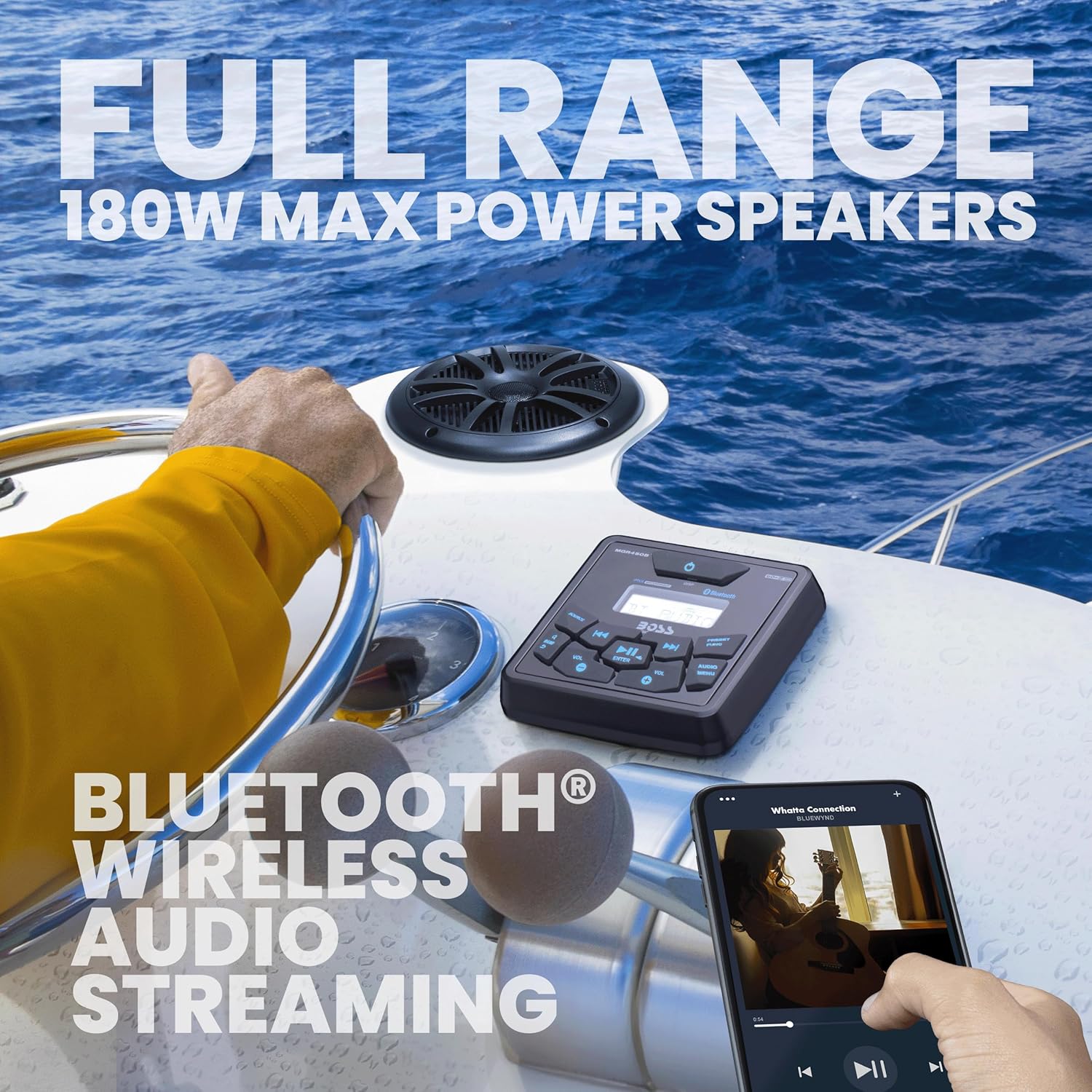 BOSS Audio Systems MCKGB450B.6 6.5 Inch Speakers & Marine Boat Gauge Stereo - Bluetooth Head Unit, No CD DVD Player, AM/FM Radio Receiver, NOAA Weather Band, IPX6 Weatherproof, USB