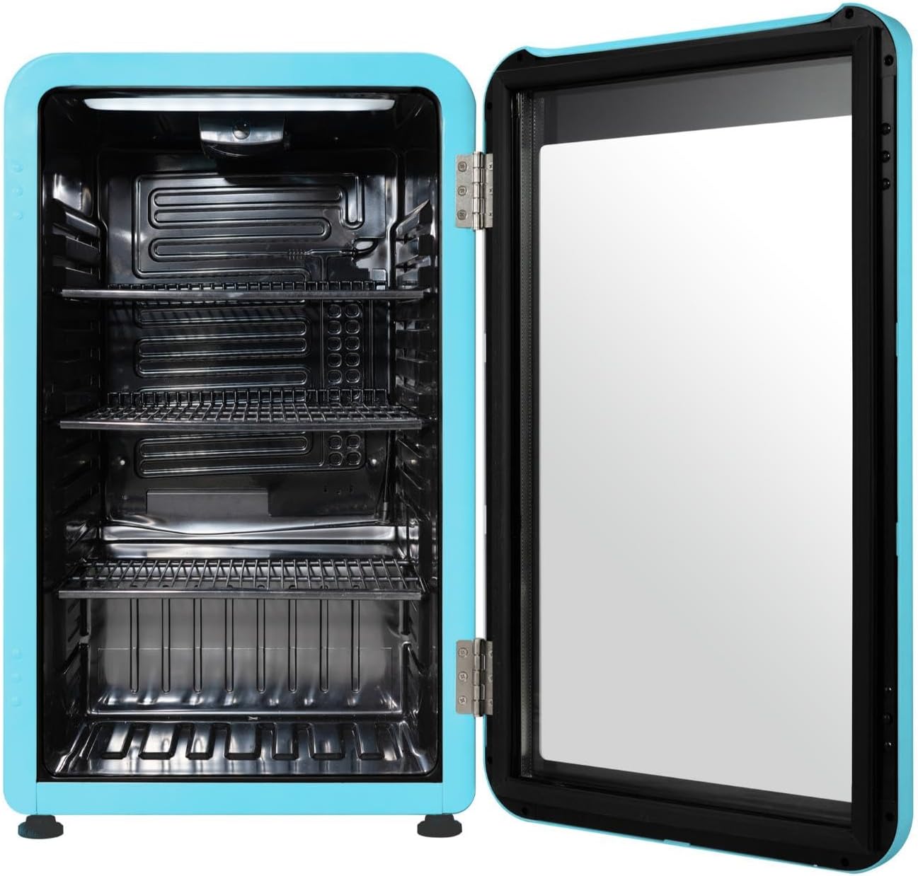 Frigidaire Retro Compact Refrigerator with Glass Door, 3.2 cu ft Countertop Fridge, Rounded Corners, Premium, for Office, Bedroom, Dorm Room, Cabin