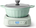 BUYDEEM 5-in-1 Slow Cooker 4.7QT with Removable Nonstick Stockpot, Compatible with Various Cookwares, Two Temperature Controls, Customized Time Settings, Auto Keep Warm for 2H, Cozy Greenish