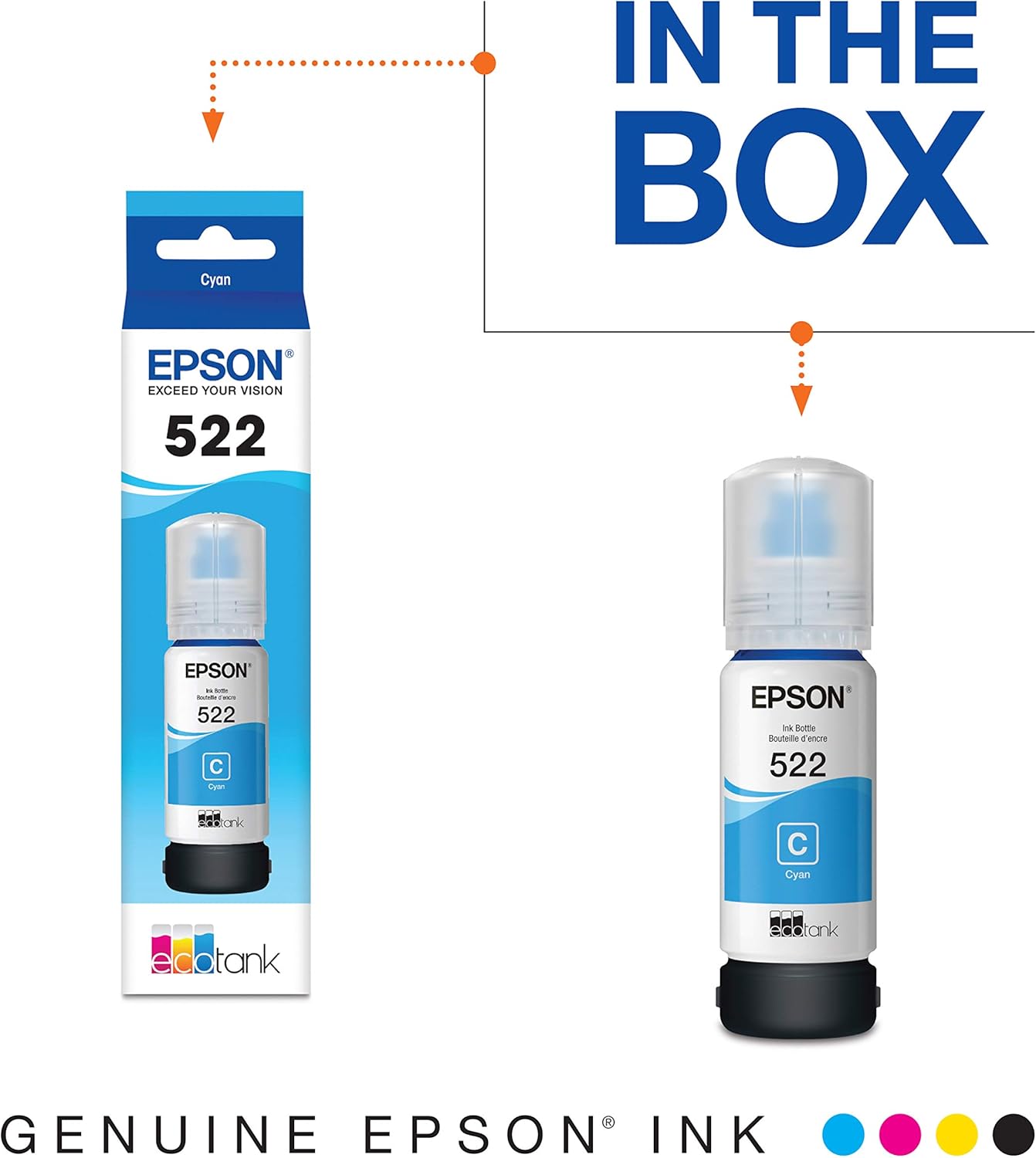 Epson EcoTank ET-15000 Wireless Color All-in-One Supertank Printer & 522 EcoTank Ink Ultra-high Capacity Bottle Cyan (T522220-S)