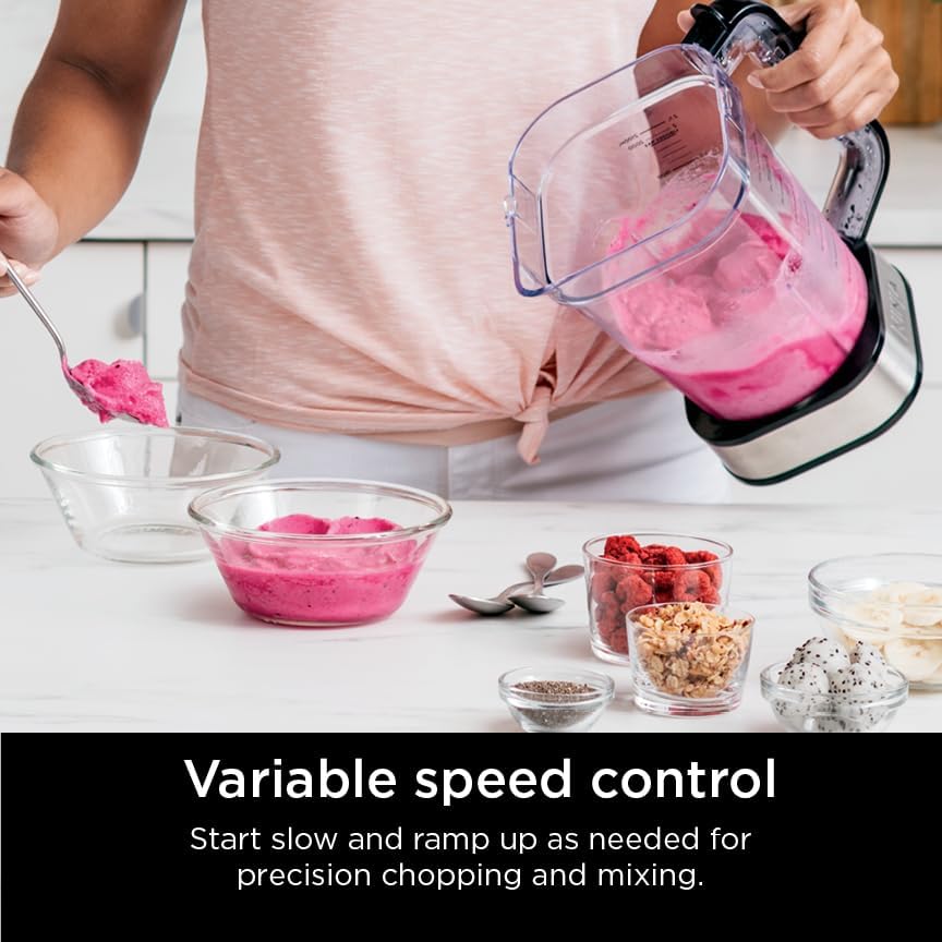 Ninja Blender For Kitchen | Food Processor Combo System | Smoothie Maker & Nutrient Extractor | 6 Functions for Bowls, Spreads, Dough, Shakes | 72-oz. Pitcher & To-Go Cups | Silver | SS351