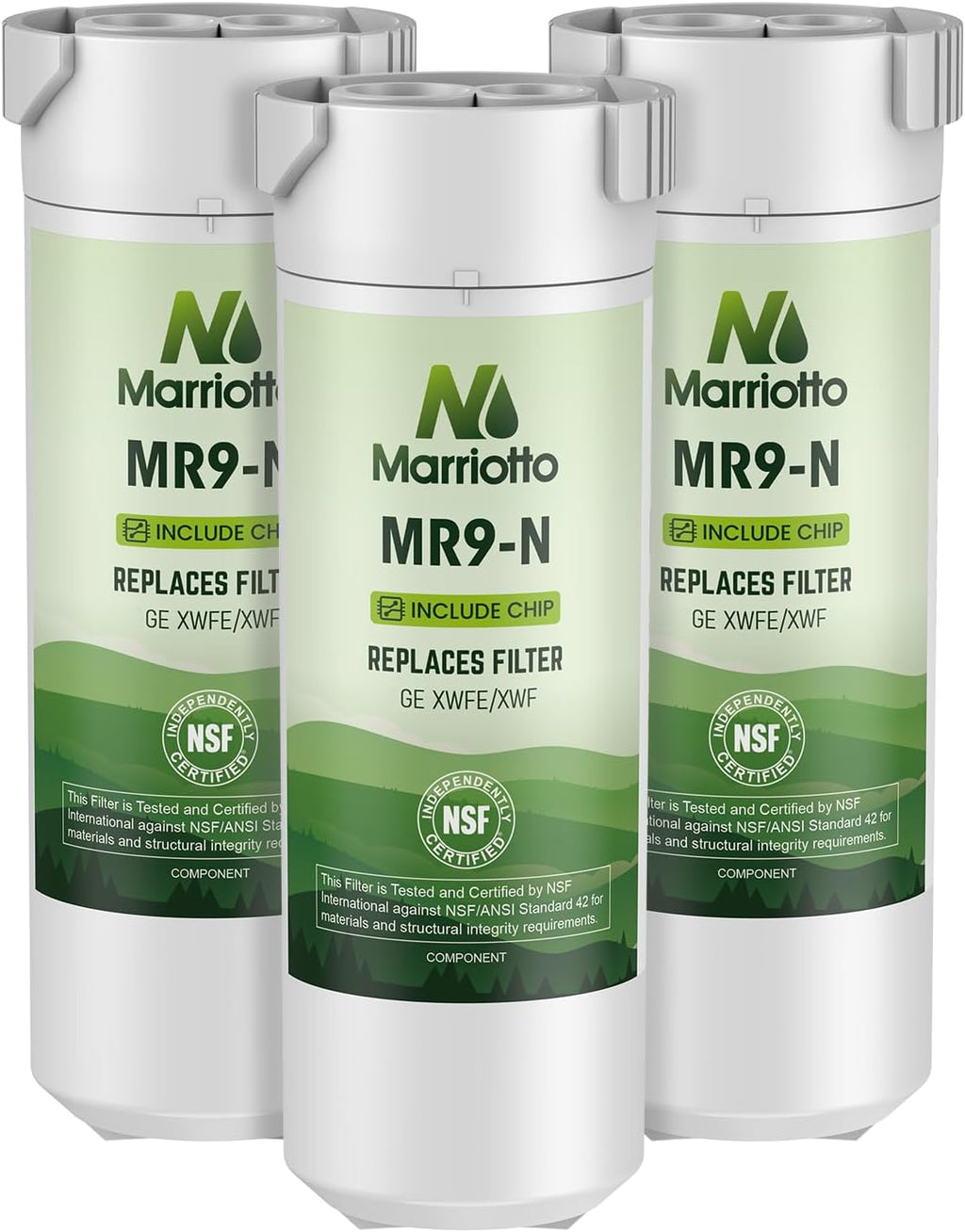 MARRIOTTO Water Filter Compatible with XWFE (Built-in CHIP), Replacement for GE XWFE, XWF Refrigerator Water Filter Pack of 3