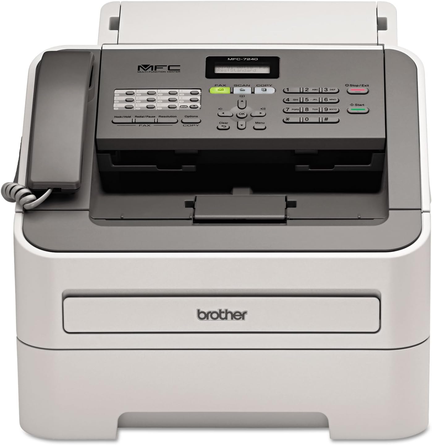 Brother Printer MFC7240 Monochrome Printer with Scanner, Copier and Fax,Grey, 12.2" x 14.7" x 14.6"