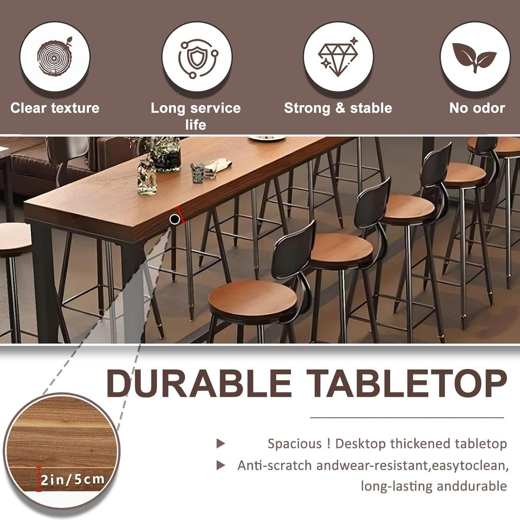 Farmhouse 70.9“ Modern Solid Wood Bar Table - Industrial Dining Room Bar Table, Rectangle Counter Height Dining Table Long Table for Kitchen Coffee Shop,No Stool
