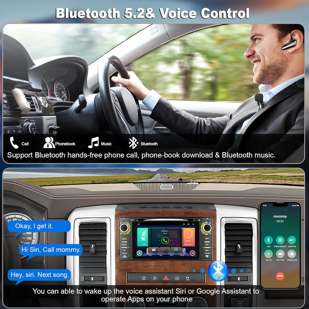Car Radio Stereo with CD/DVD Player for Dodge Challenger&Avenger(2008-2014), for Dodge RAM 1500 2500 3500 (2009-2012),7 Inch Head Unit with CarPlay & Android Auto,Bluetooth & Mirror Link
