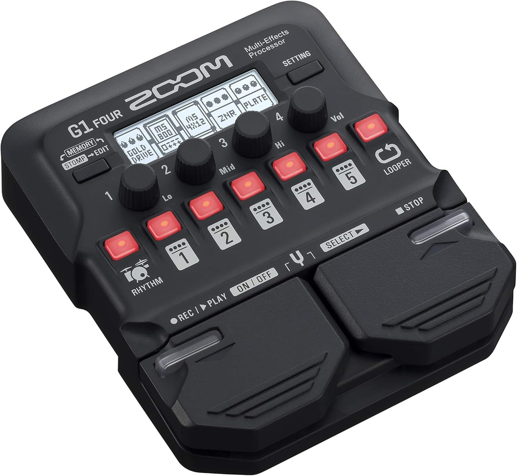 Zoom G1 FOUR Guitar Multi-Effects Processor with 70+ Effects & Amp Modeling, Looper, Rhythm Section, Tuner, Battery Powered