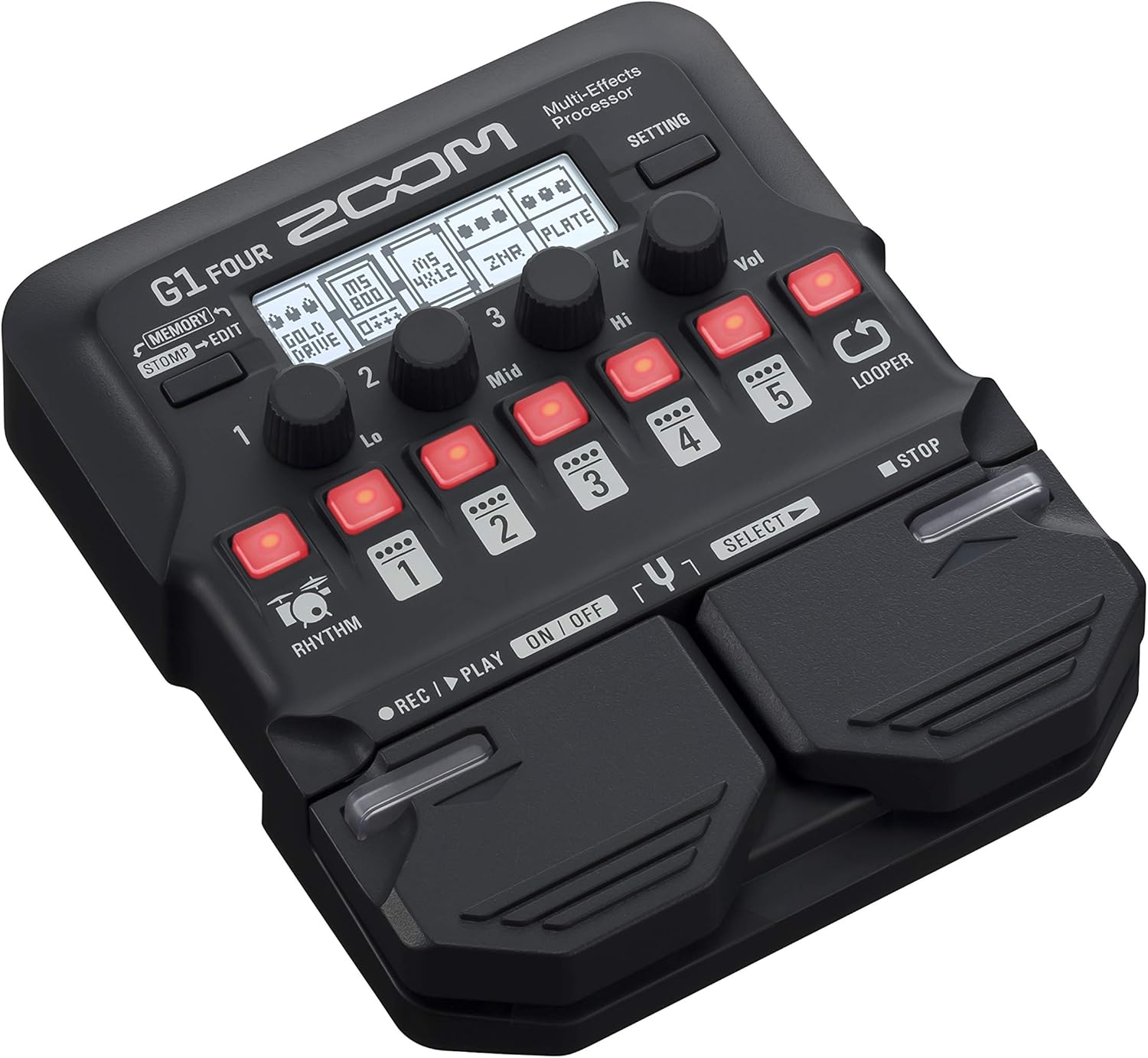 Zoom G1 FOUR Guitar Multi-Effects Processor with 70+ Effects & Amp Modeling, Looper, Rhythm Section, Tuner, Battery Powered