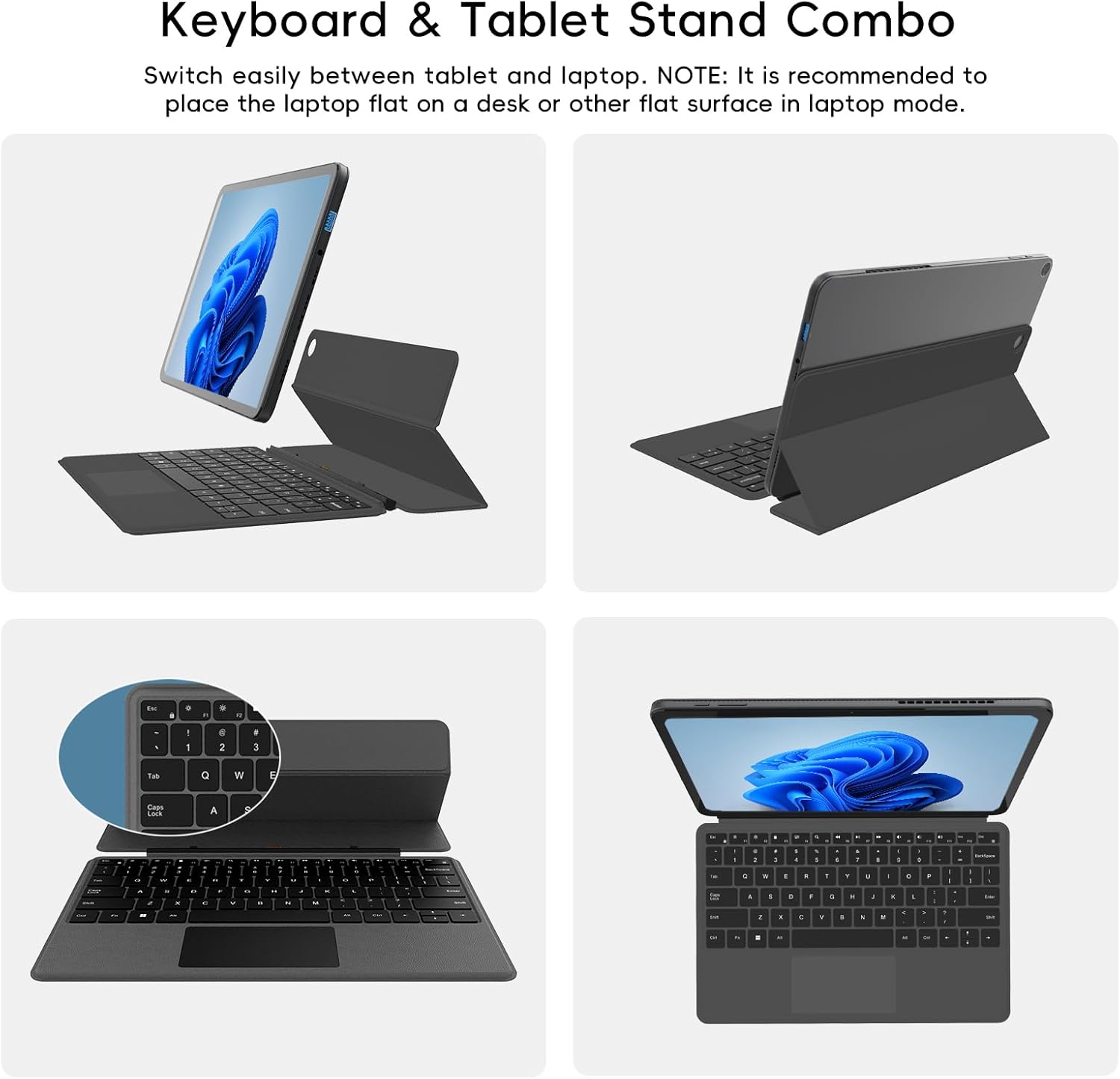 2-in-1 Laptop Tablet 2026 with Magnetic Keyboard & 1-Year Office 365, 12" 2K FHD IPS Touchscreen, 12GB RAM 512GB SSD, 6500Y Processor, USB-C, Dual Speakers, Windows 11 Laptop for Home Office Students