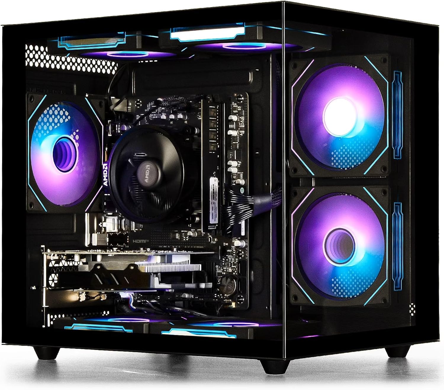 suevery Prebuilt Gaming Desktop Computer 16G Memory 512G SSD Ryzen5 6Cores 3.6G Up to 4.1G 4G Graphics Card WiFi 6 Bundle Gamer Tower Streaming PC (Black, Ryzen5-16G-512G-RX560 4G)