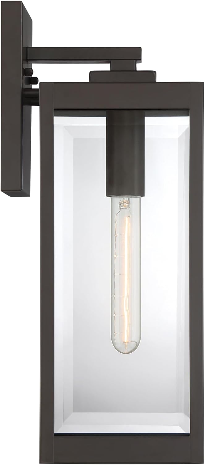 Quoizel Westover 17" Outdoor Wall Sconce, 1-Light Western Bronze with Clear Beveled Glass, E26 Base, Wet Rated