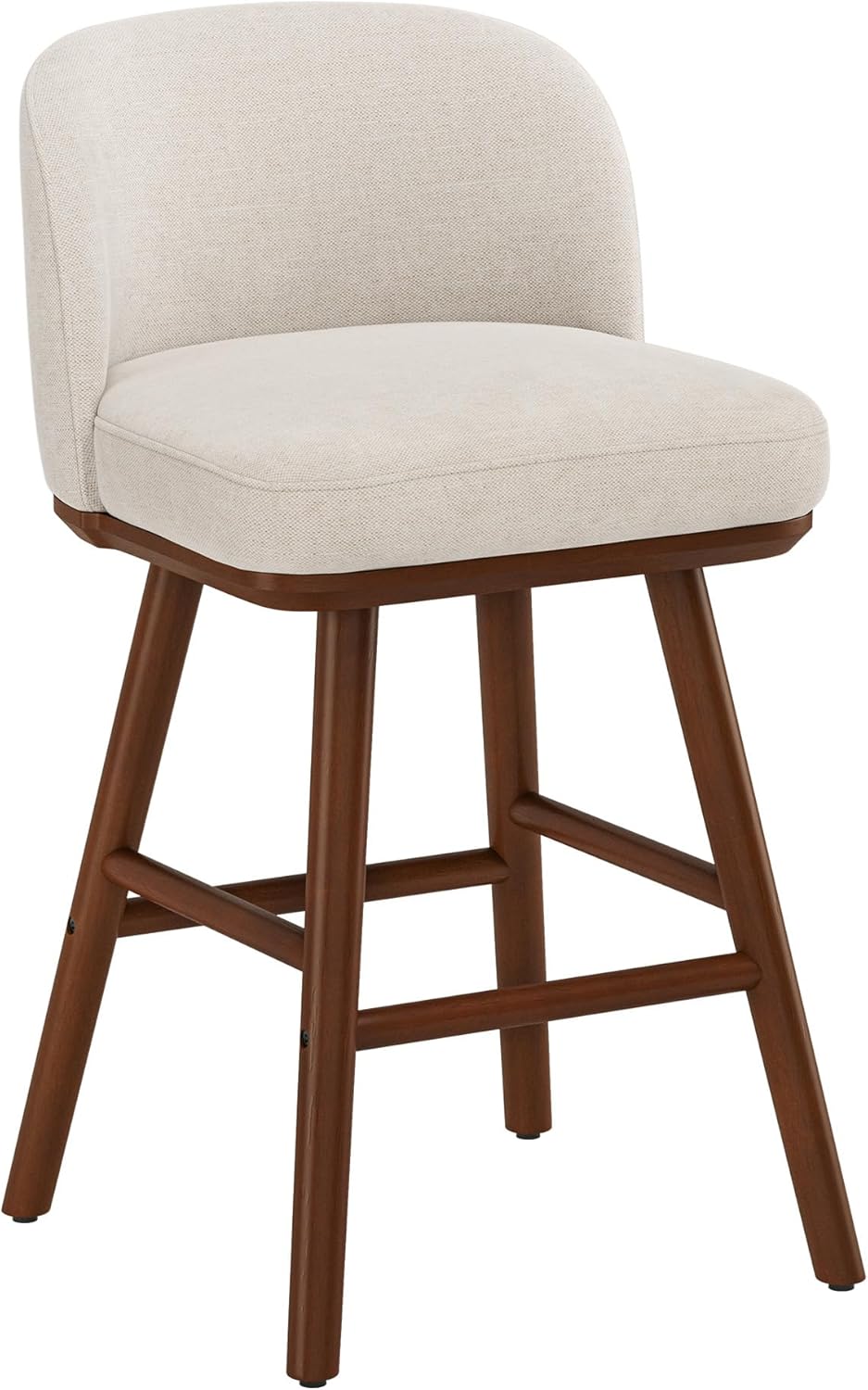 LUE BONA Counter Height Bar Stools Set of 3, Upholstered Barstools with Wooden Legs and Backs, 19.7" W & 27.6" H Counter Stools for Kitchen Counter, Fabric in Beige