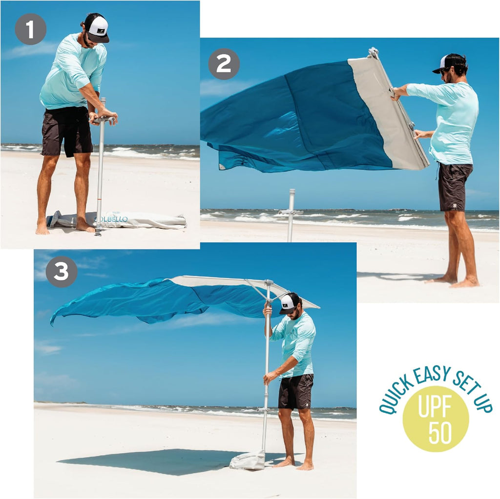 Solbello Shade - The Ultimate Wind-Driven Beach Umbrella, Effortless to Set Up, Lightweight, Won't Blow down the Beach, UPF 50+ Sun Protection