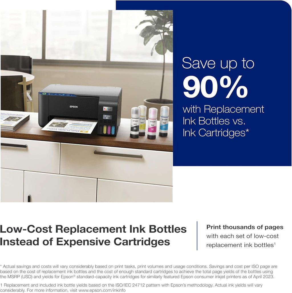 Epson® EcoTank ET-2400 Wireless Inkjet All-In-One Cartridge-Free Supertank Color Printer