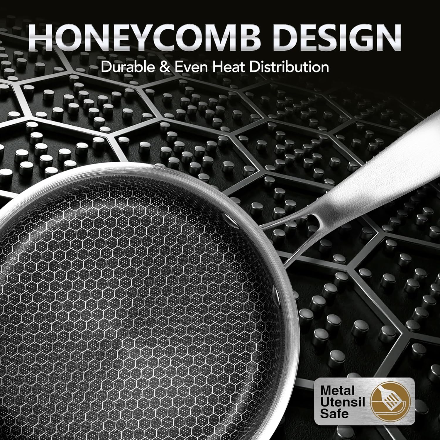 MICHELANGELO Triply Stainless Steel Pot Set, Hybrid Nonstick Saucepan Set with Lids, Induction Compatible Heavy Duty Sauce Pan 1QT & 2QT & 3QT, Honeycomb Interior, Dishwasher Safe Cookware - 6 Piece