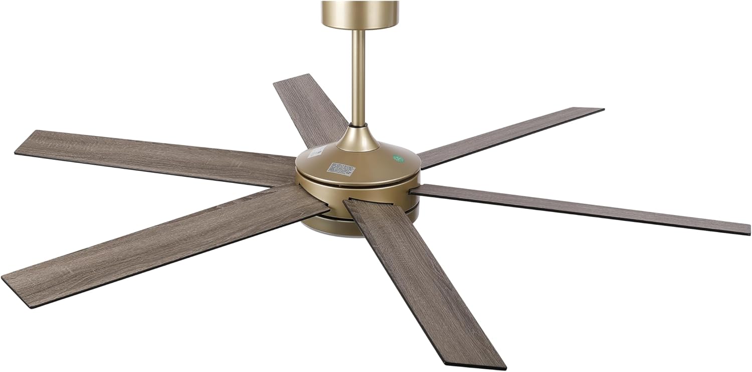 60 Inch Large Gold Ceiling fan with Lights and Remote/APP, Modern Black and Gold Ceiling Fan for bedroom Living Room Shop with 3CCT, 6-Speeds, Timer, 5 Blade Indoor Sleek Brass Fandelier