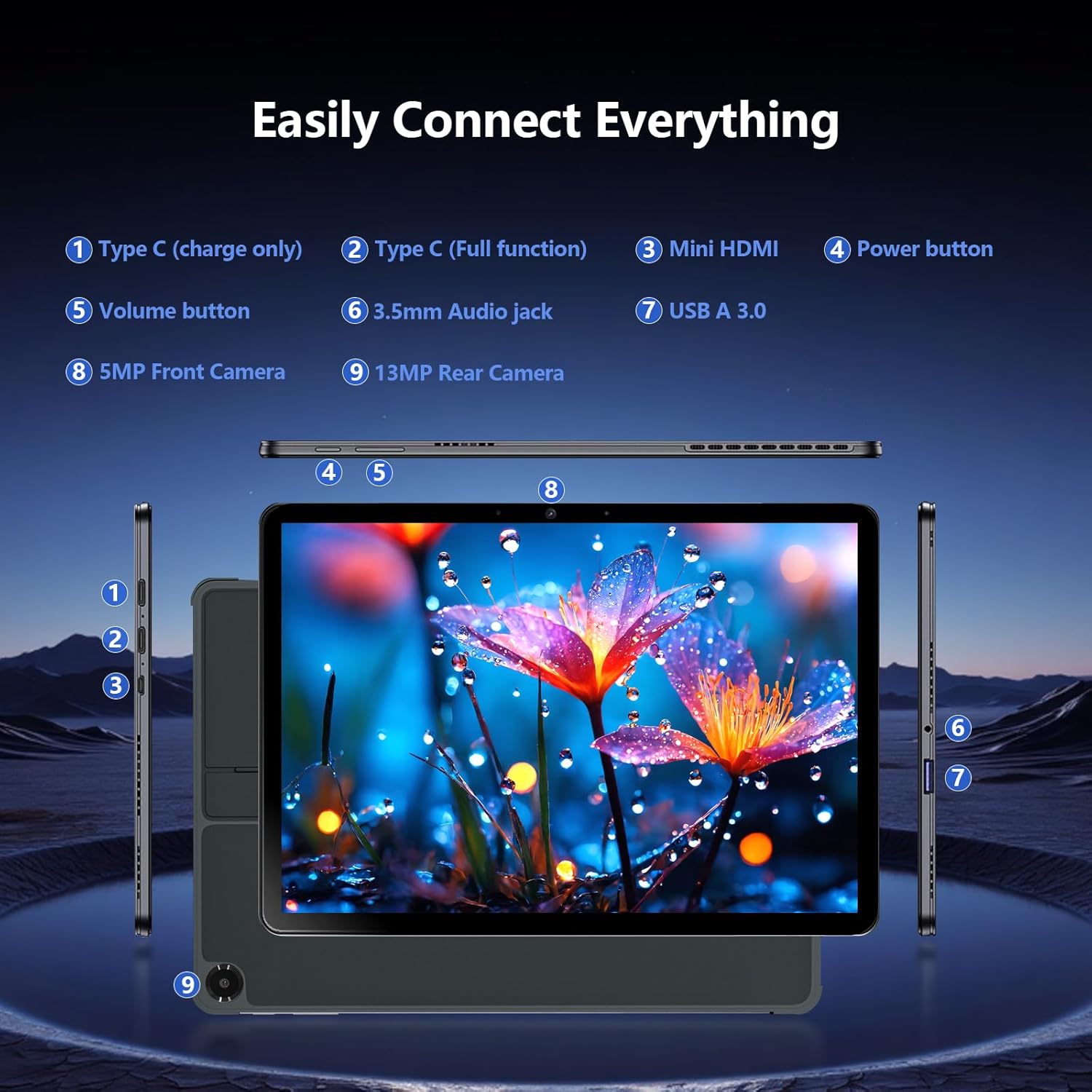 10.1" 2 in 1 Tablet/Laptop Computer, 12GB RAM+256GB SSD, Touchscreen Laptops with Stylus and Keyboard, M3-8100Y Processor(up to 3.40GHz), Backlit Keyboard,WiFi 5, BT 5, HDMI, Dual Camera