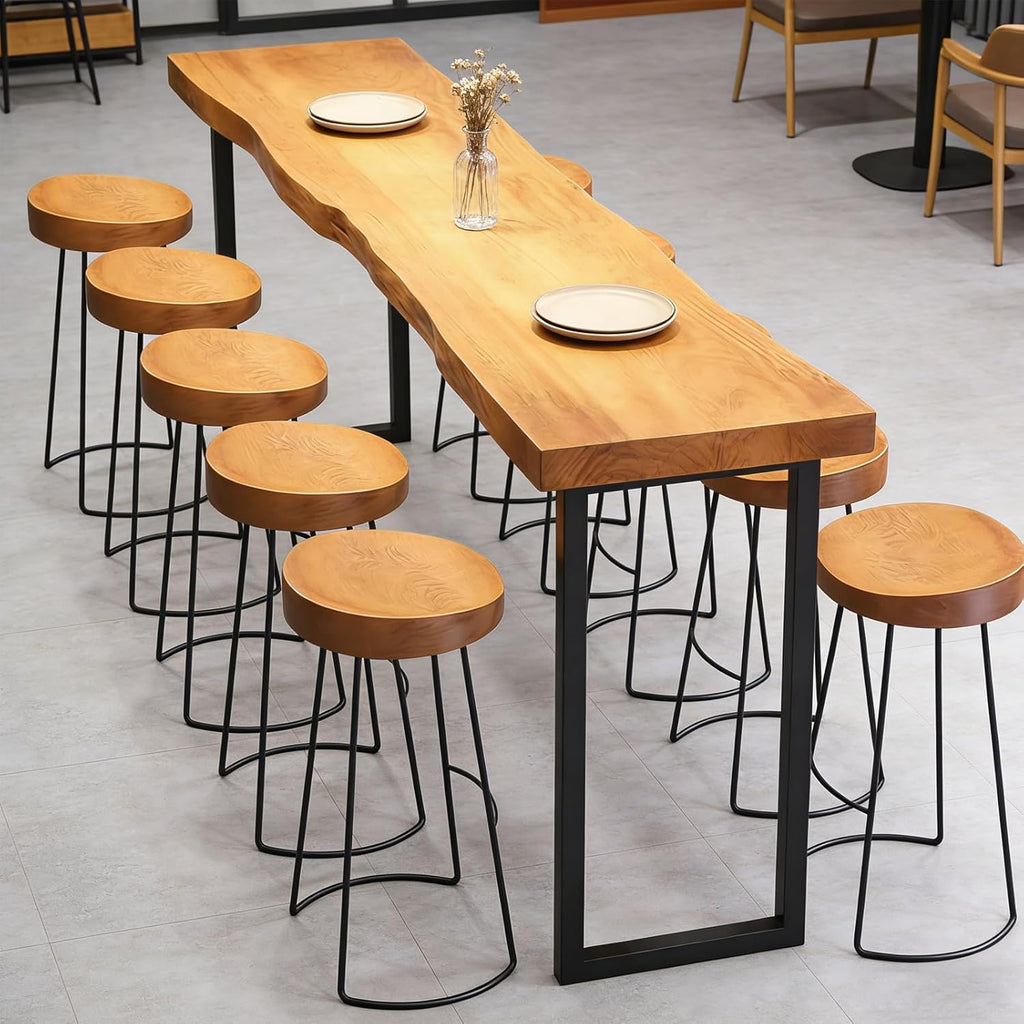 62.9in Bar Table,Solid Wood Narrow Counter Height Table, Industrial Kitchen Dining Table, for Coffee Shop, Living Room, Party Room, Small Space, Pub (62.9 * 17.71 * 41.3in)