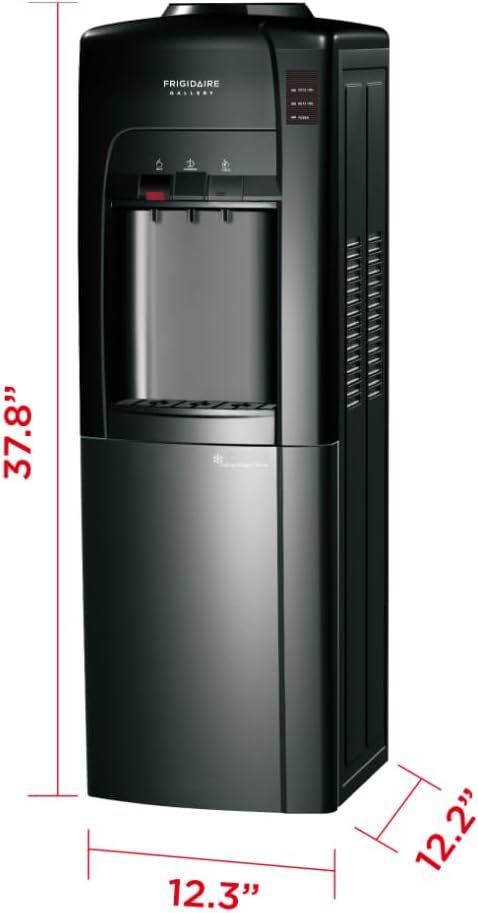 Frigidaire Gallery, Top Load Water Dispenser, Built-in Cooling Bottom Refrigerator Compartment, Black