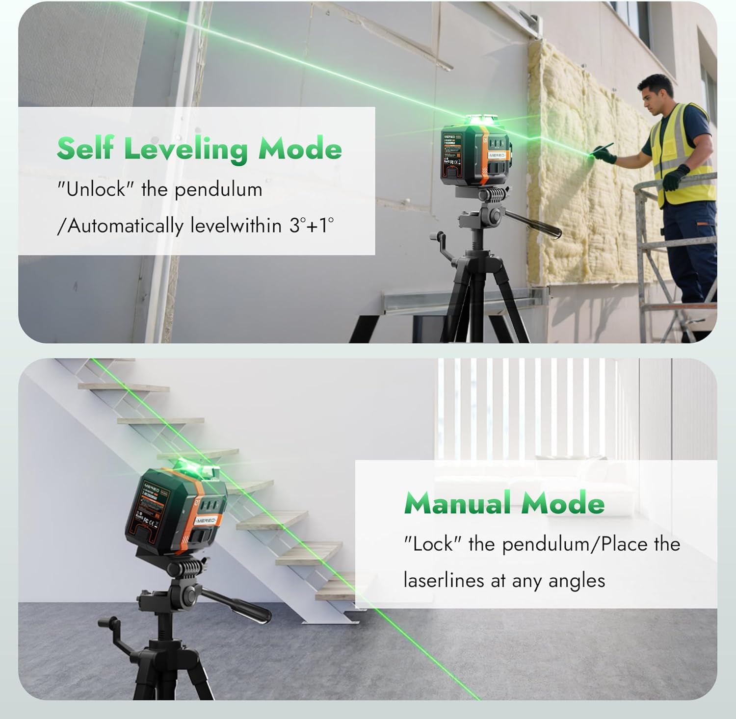 Laser Level 360 Self Leveling 12-Line 3D Green Laser Level with High Accuracy ±1/9", Remote Control, 3x360°Cross Line, Rechargeable Battery Pulse Mode Tilt, Magnetic Bracket for Home & Construction