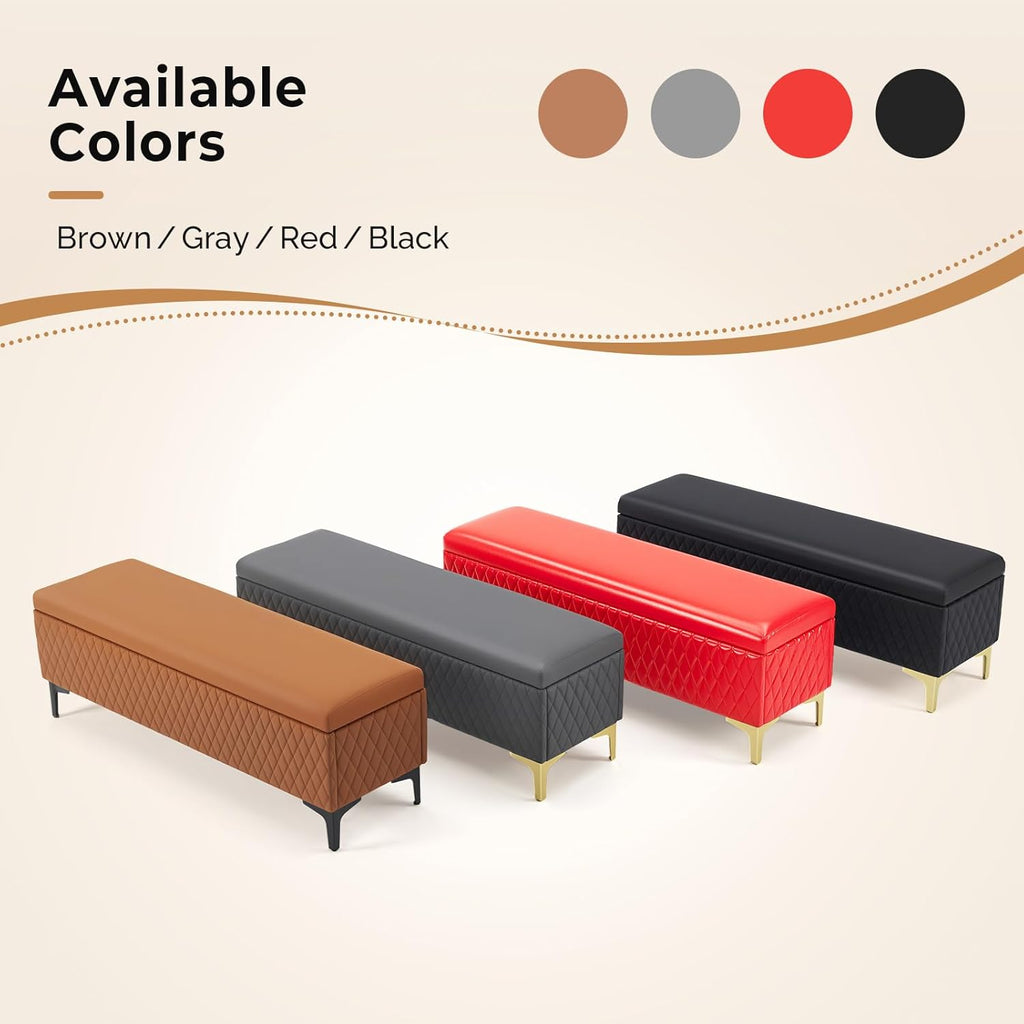 OmySalon Waiting Room Bench with Storage, Faux Leather Office Guest Chair Lobby Seating, Reception Furniture for Small Salon Barbershop Conference Business