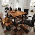 Industrial Solid Wood Dining Table,2" Solid Wood Top,Live Edge Style Kitchen Table for 4-8 People,Farmhouse Dining Room Table for Home, Restaurant or Coffee Shop