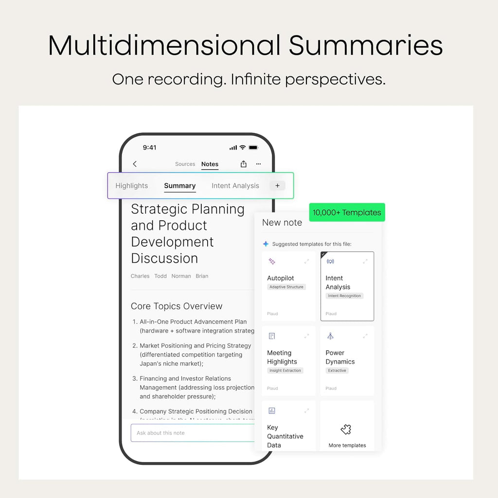 Plaud NotePin Voice Recorder, AI Voice Recorder, AI Note Taker, AI Transcribe & Summarize, Support 112 Languages, for Meetings, Lectures, Professionals, Teams, Cosmic Gray, Non-S Version