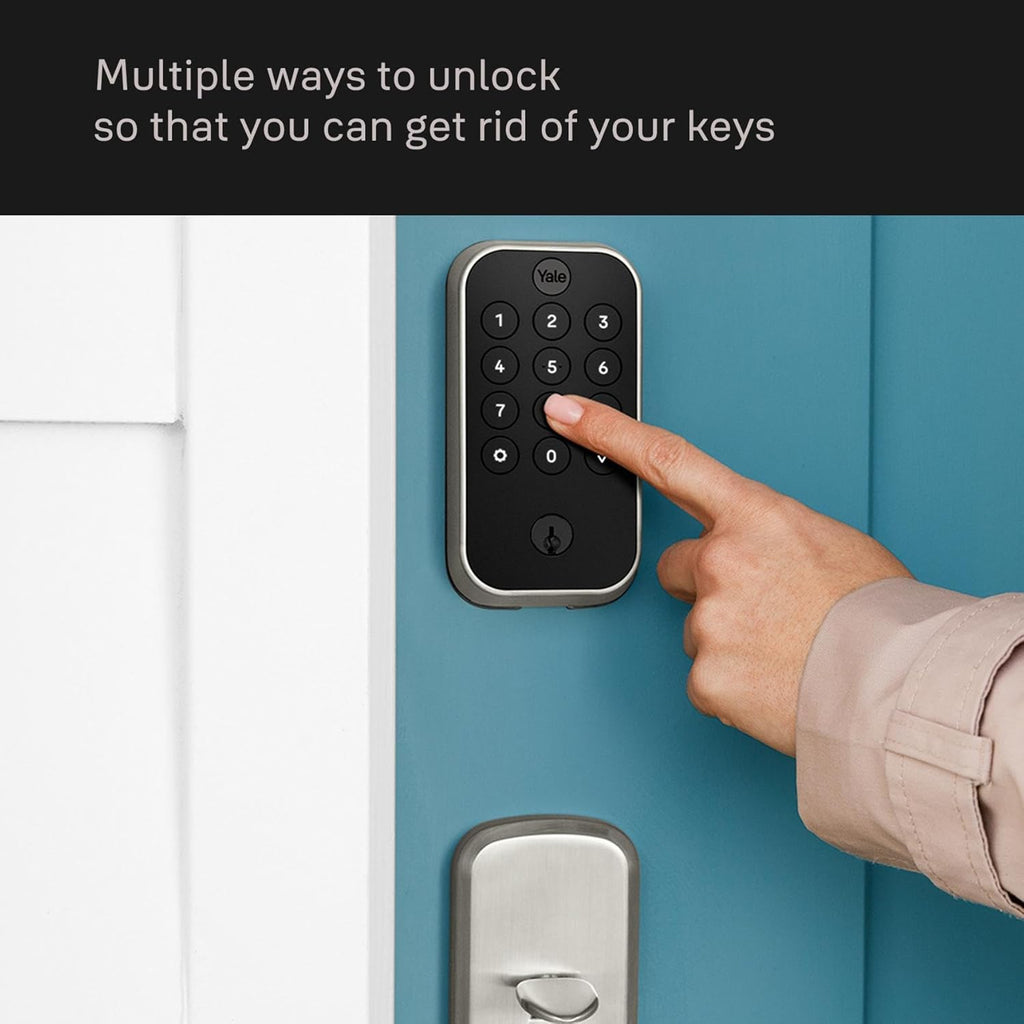 Yale Security Assure Lock 2 Deadbolt, Black Suede Keyed Smart Entry Door Lock with Wi-Fi Connected Keypad for Code Entry and Remote Access, YRD410-WF1-BSP