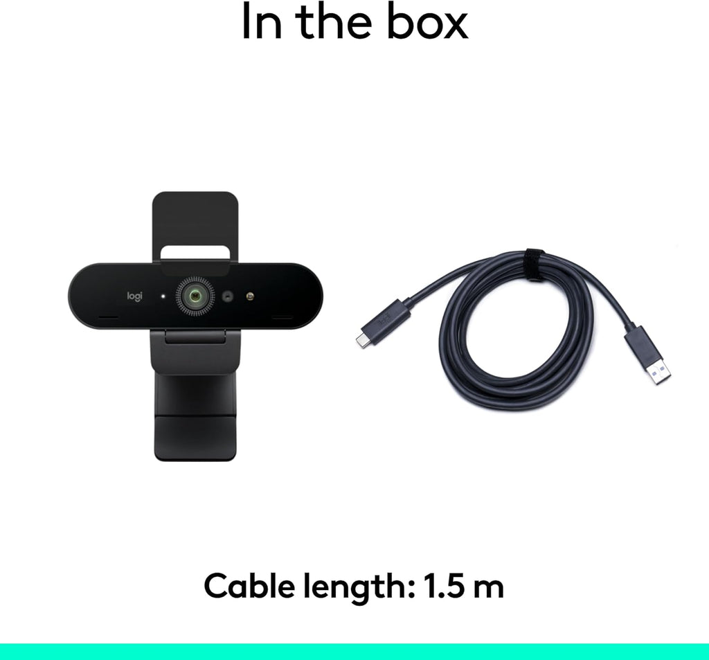 Logitech Brio 4K Webcam, Video Calling, Noise-Cancelling mic, HD Auto Light Correction, Wide Field of View, Windows Hello Works with Microsoft Teams, Zoom, Google Meet, PC/Mac/Laptop/MacBook/Tablet