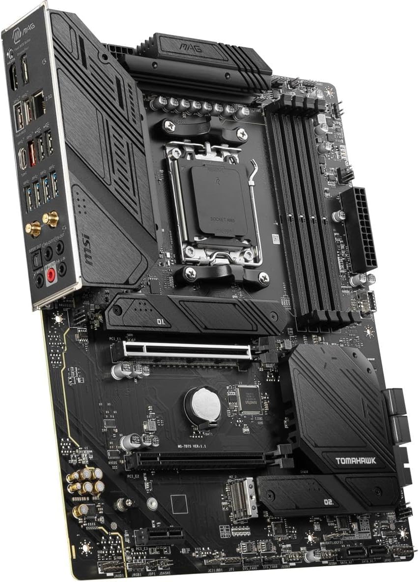 MSI MAG B650 Tomahawk WiFi Gaming Motherboard (AMD Ryzen 9000/8000/7000 Series Processors, AM5, DDR5, PCIe 4.0, M.2, SATA 6Gb/s, USB 3.2 Gen 2, HDMI/DP, Wi-Fi 6E, Bluetooth 5.3, 2.5Gbps LAN, ATX)