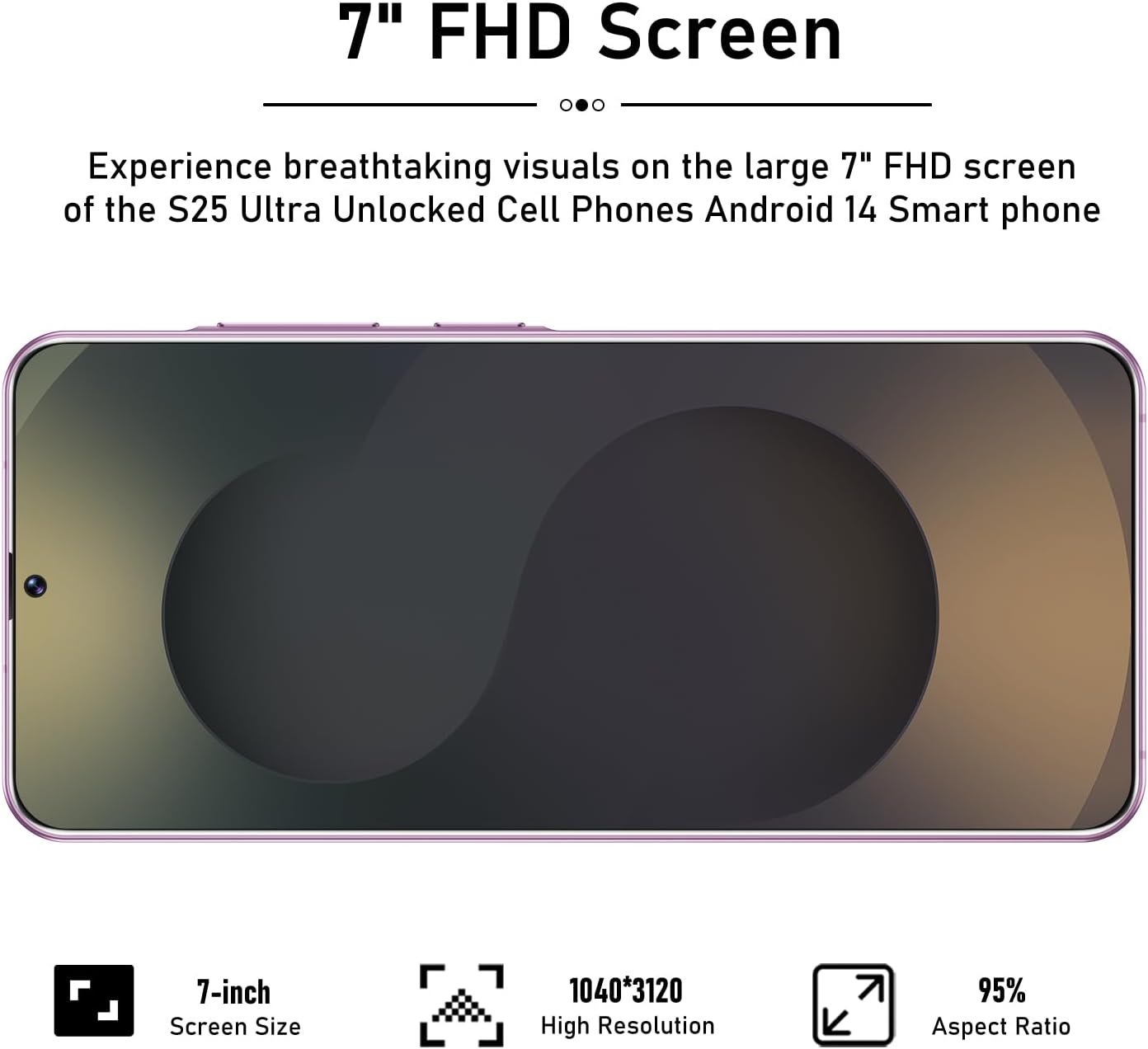 I25 Ultra Unlocked Smartphone, 12GB RAM 512GB ROM, HD Display, 48MP+108MP Camera, Android 15, 6800mAh Battery, 5G Dual SIM, Octa-Core Snapdragon 8 Gen3 (Pink)