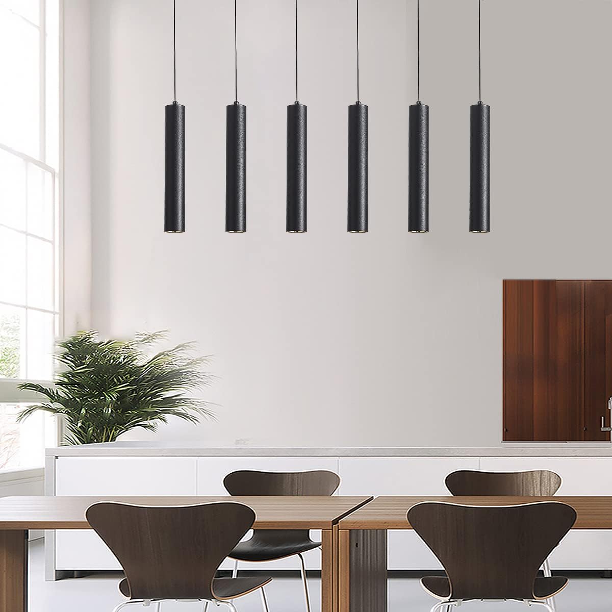 Modern Led Pendant Lights 3 Pack  . Island Pendant Lighting for Kitchen, Dining Room, Bar Shop, 9w,4000k,CRI90, Beam Angle 24° (Black Housing 4000K Color)……