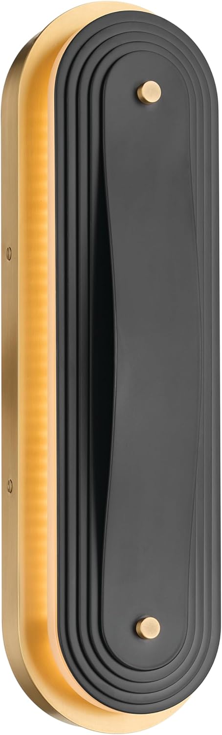 Kichler Tauri 17.5 Inch Modern Medium LED Sconce Wall Light, in Lacquered Brass, Wall Mount Vertically or Horizontally, (17.5" H x 5.25" W), 52810LBRLED
