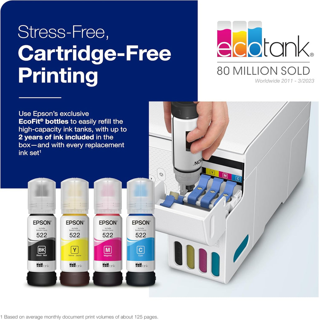 Epson EcoTank ET-2803 Wireless Color All-in-One Cartridge-Free Supertank Printer with Scan, Copy and AirPrint Support