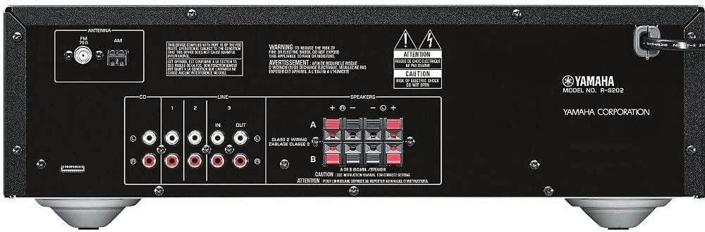Yamaha Audio 2021 Yamaha R-S202 Stereo Receiver with Built-In Bluetooth Connectivity, Up to 100W Per Channel at 8 Ohms, 4 x RCA-In, 1 x RCA-Out, Front Panel 1/4'' Headphone Output (Black) (Renewed)