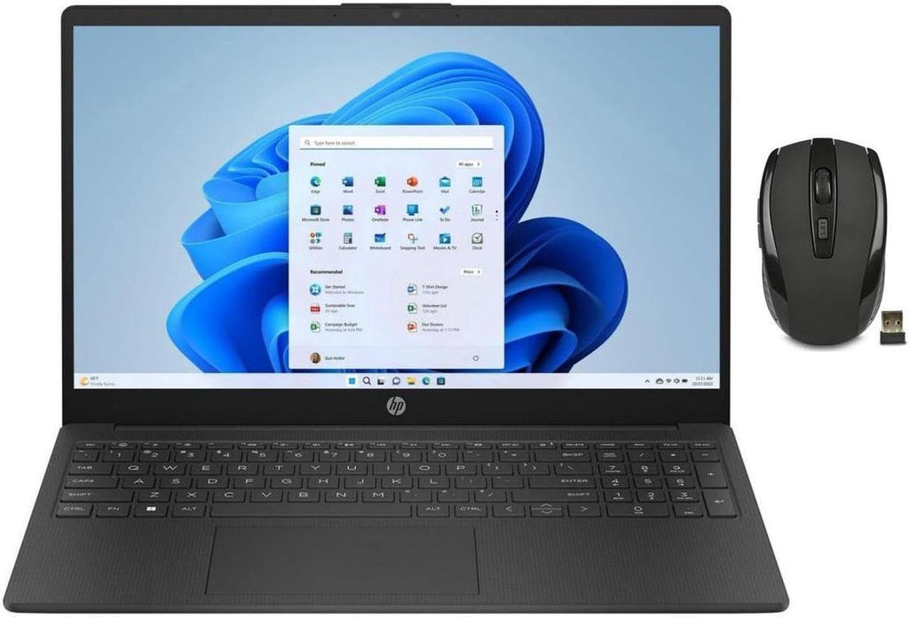 HP 15.6" HD Display Laptop | Intel Processor N200 | Intel UHD Graphics | Microsoft 365 Included | Black| 4GB RAM | 128GB SSD | Windows 11 S | Bundle with Wireless Mouse