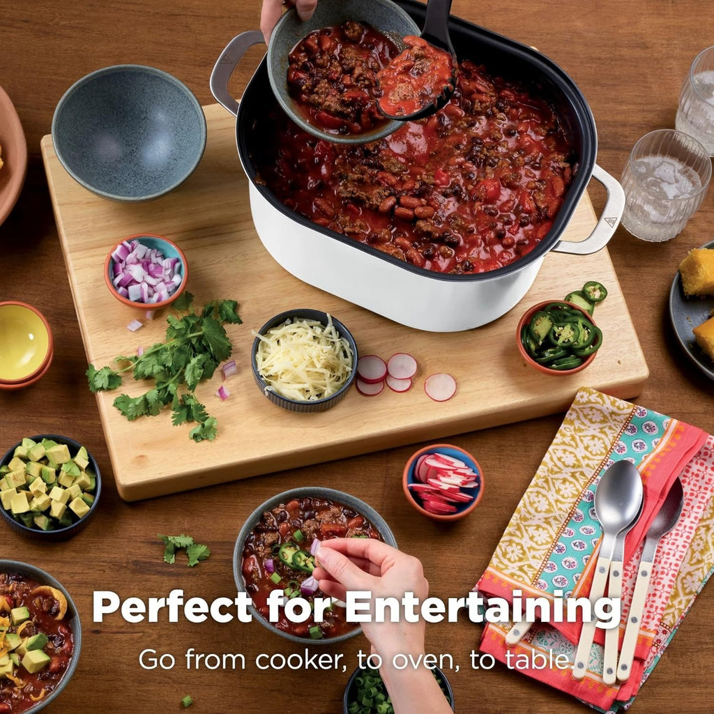 Ninja Foodi PossibleCooker PRO Plus with 11-in-1 Smart Cook System, Thermal Surround Technology, Powerful 1400-Watt Base, Oven safe up to 500º F - White (Renewed)