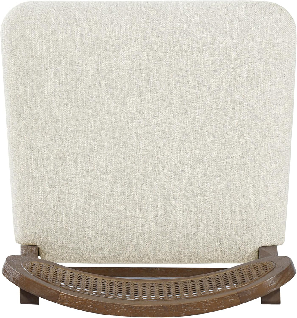 Christopher Knight Home Kaylin Modern Counter Height Bar Stools Set of 2, Upholstered Bar Stool for Kitchen Island, Wood Dining Room Chair with Rattan Back, Counter Stool with Footrest, Brown+Beige